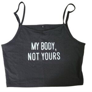 My Body Not‎ Yours Large Black Cropped Tank Nwot Feminine Stance